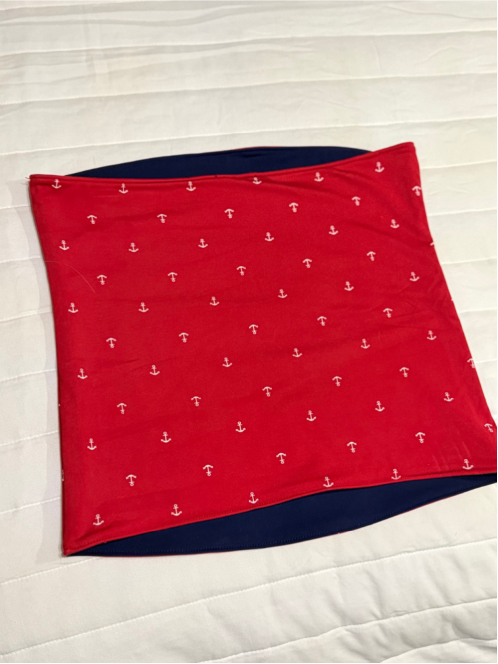 Women's Unbranded Anchor Print Tube Top, Small, Red and Navy Blue